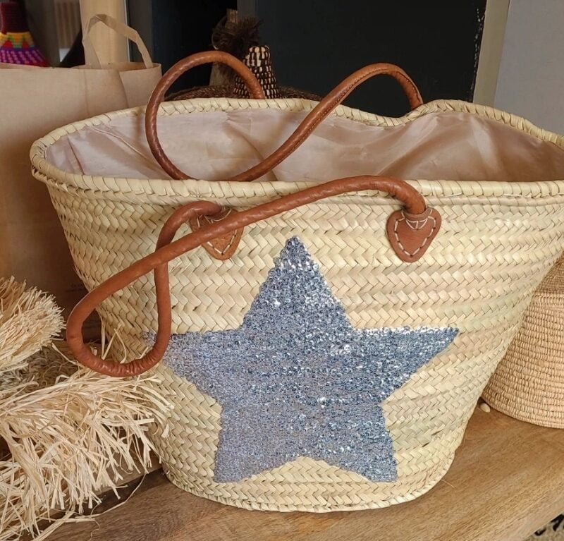Panier de plage ETOILE anses en cuir