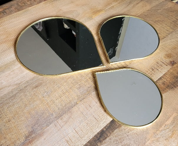 Trilogie de miroirs goutte laiton