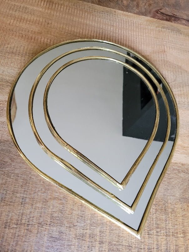 Trilogie de miroirs goutte laiton