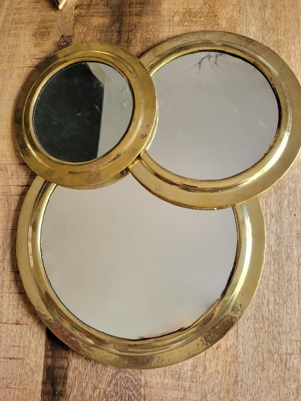 Trilogie miroir laiton large rond